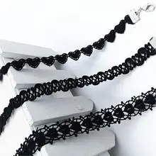 Polyster Jiayiqi 2016 Nuevo Llega La Vendimia Laciness Negro Joyería de Moda Gargantilla Collar De la