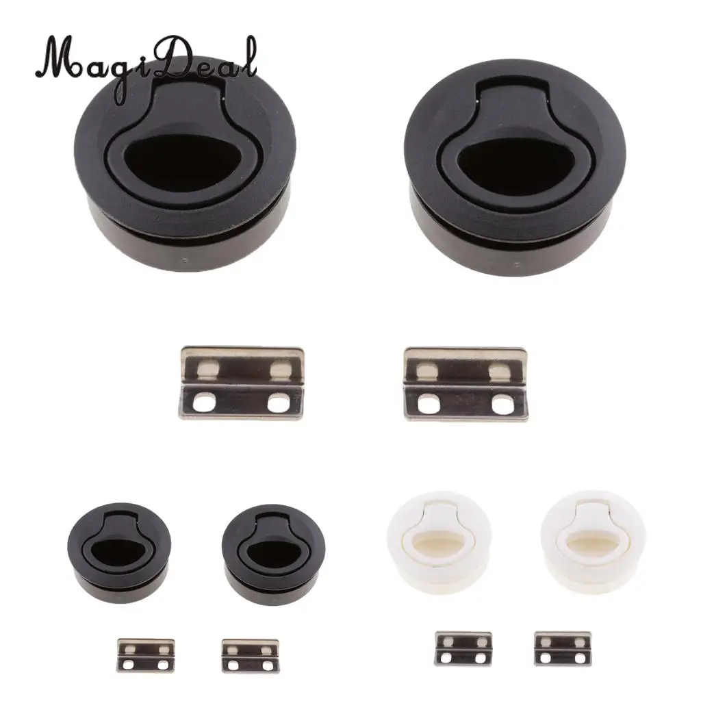 MagiDeal 2pcs White/Black Nylon Marine Locker Hatch Latch Turning Boat Lock Lift Handle for Canoe Dinghy Yacht Rafting Boating