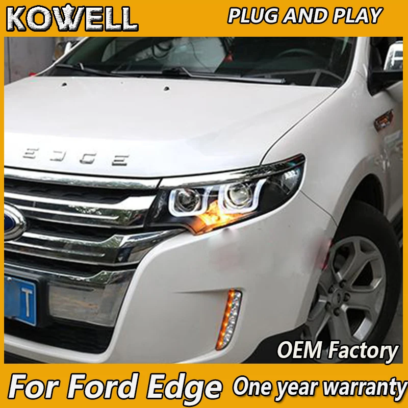 Cheap KOWELL Car Styling for Edge Headlights 2010 2012-2014 New Edge LED Headlight DRL Bi Xenon Lens High Low Beam Parking Fog Lamp