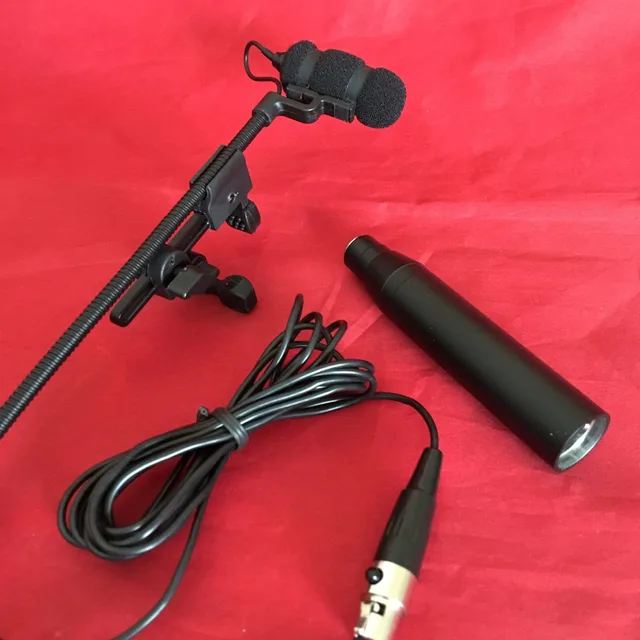 MU100 Microphone+M100V Violin Clip+XLR Phantom Power Adaptor Condenser Instrument Microphone for Violin Wind Instruments 8pcs