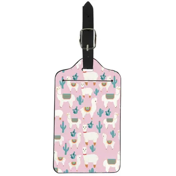 

THIKIN Cute Alpaca Travel Luggage Label Straps Suitcase Tag Accessories Custom PU Leather for Business Suitcase Tags ID Card Bag