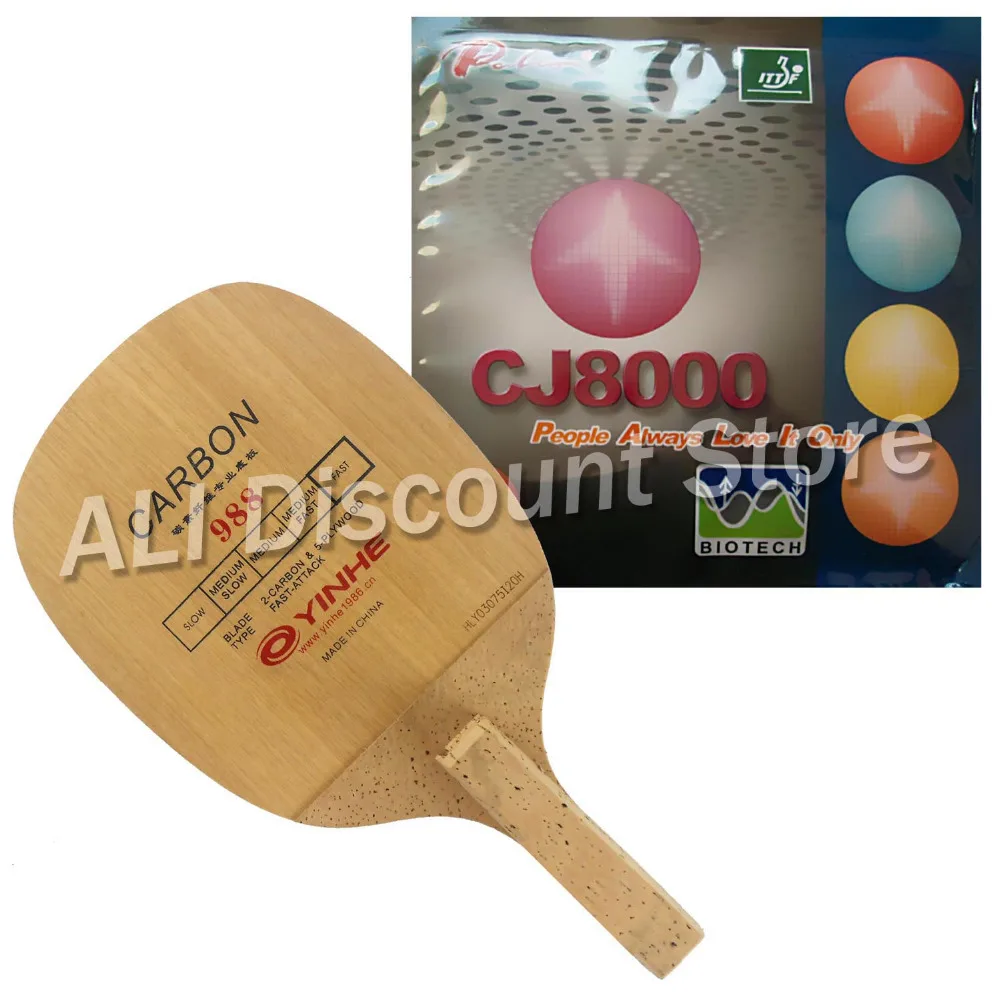 

Galaxy YINHE 988 Blade with Palio CJ8000 BIOTECH 2-Side Loop Type H36-38 Rubber for a Table Tennis Combo Racket JS