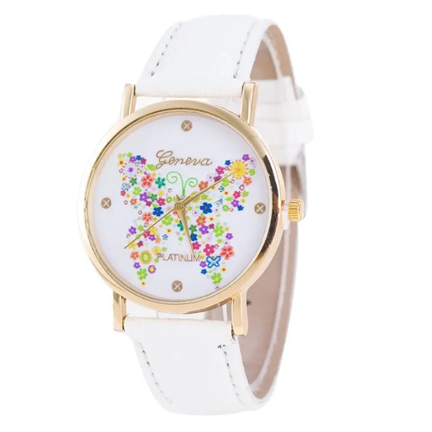 

Fashion Women Watches Casual Dress Butterfly Pattern Leather Band Quartz femme Wrist Watches relogio feminino hombre Gift #C