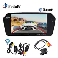 Podofo Bluetooth & 超スリム 7 ''車のミラーモニターバックミラーモニター MP5 プレーヤーワイヤレスバックアップカメラ駐車場システム