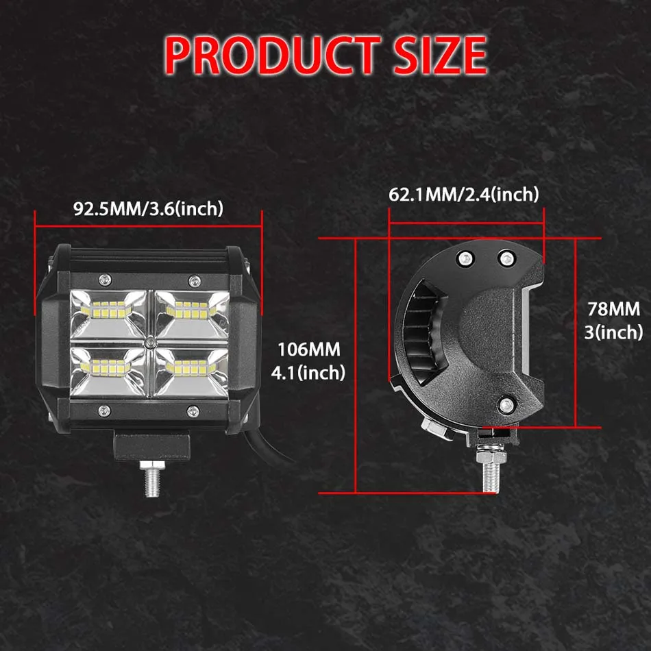 RACBOX 4 дюймов широкий прожектор светодиодный рабочий светильник противотуманная фара для Jeep ATV UTV UAZ UTE 4x4 KAMAZ offroad 12 В 24 в автомобильный Стайлинг