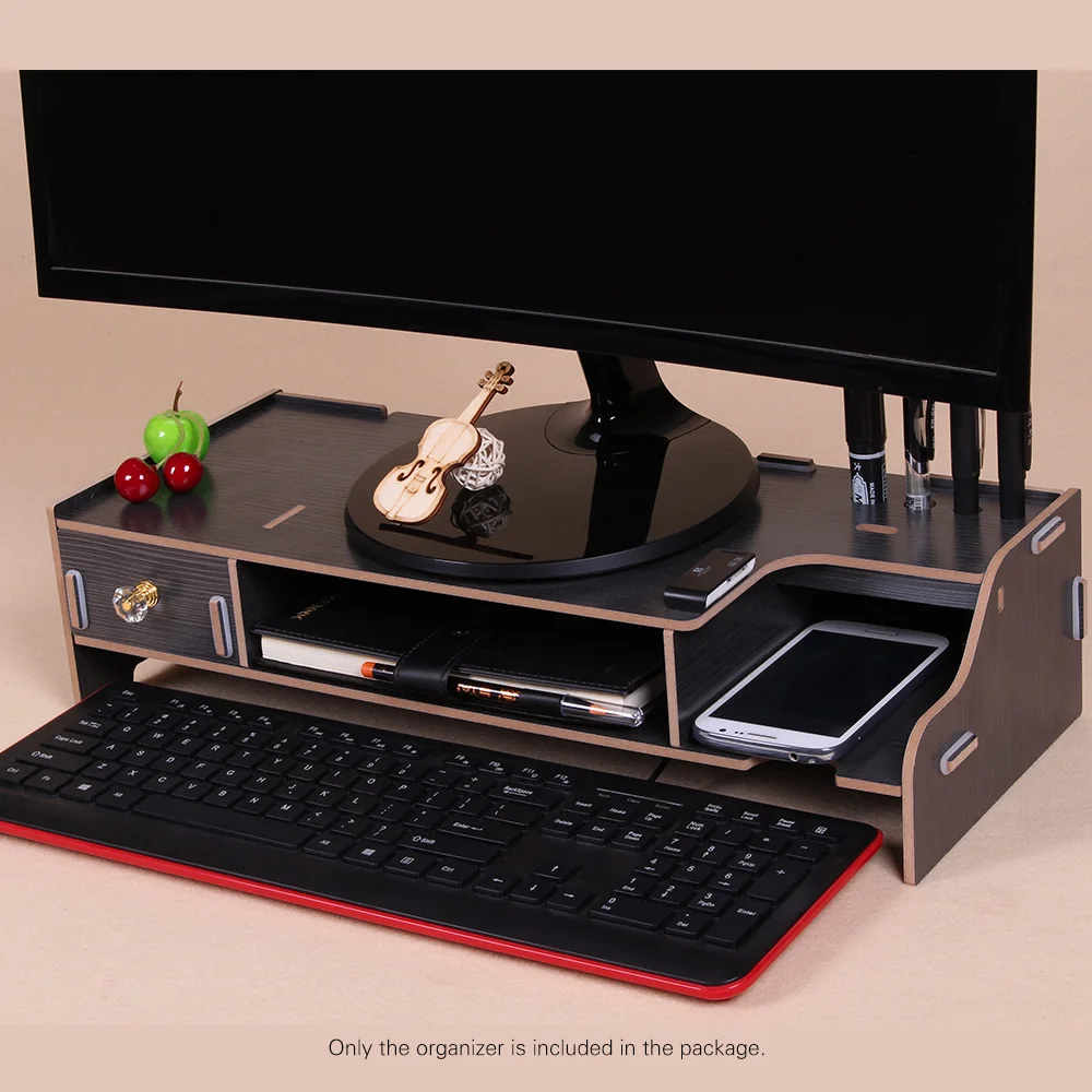 Клавиатура Мышь хранения деревянный монитор Стенд стояк компьютерный стол органайзер с слотами для офиса школьные учителя