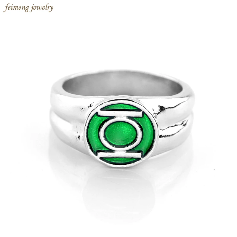 

Movie Jewelry DC Comics Marvel Green Lantern Ring the Superhero Green Enamel Silver Power Ring for Men Women Fashion Gifts