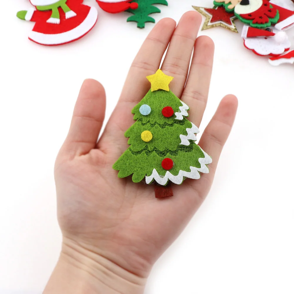 Christmas Decorations Fashion Christmas Snowflake Tree Hat Gift Star Patchse Diy Craft Accessory Handmade Applique Patch For Clothes Hat Felt Applique
