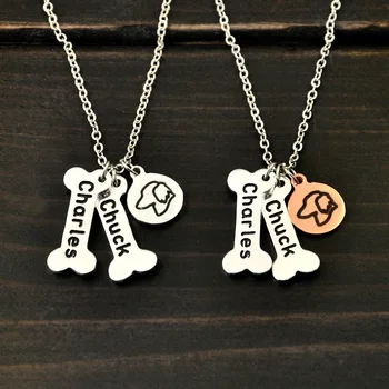 

Dog Lover Gift Personalized Dachshund necklace Dog Bone Charm Dog Necklace Pet Memorial Gift