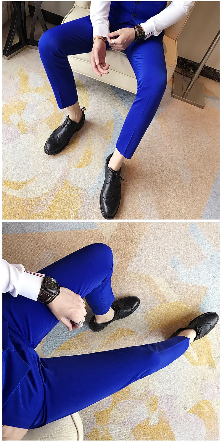 Spring and Summer Men's Trousers, Fashion Pure White Pants, Fashion Japan Style Simple Business Casual Trousers Men