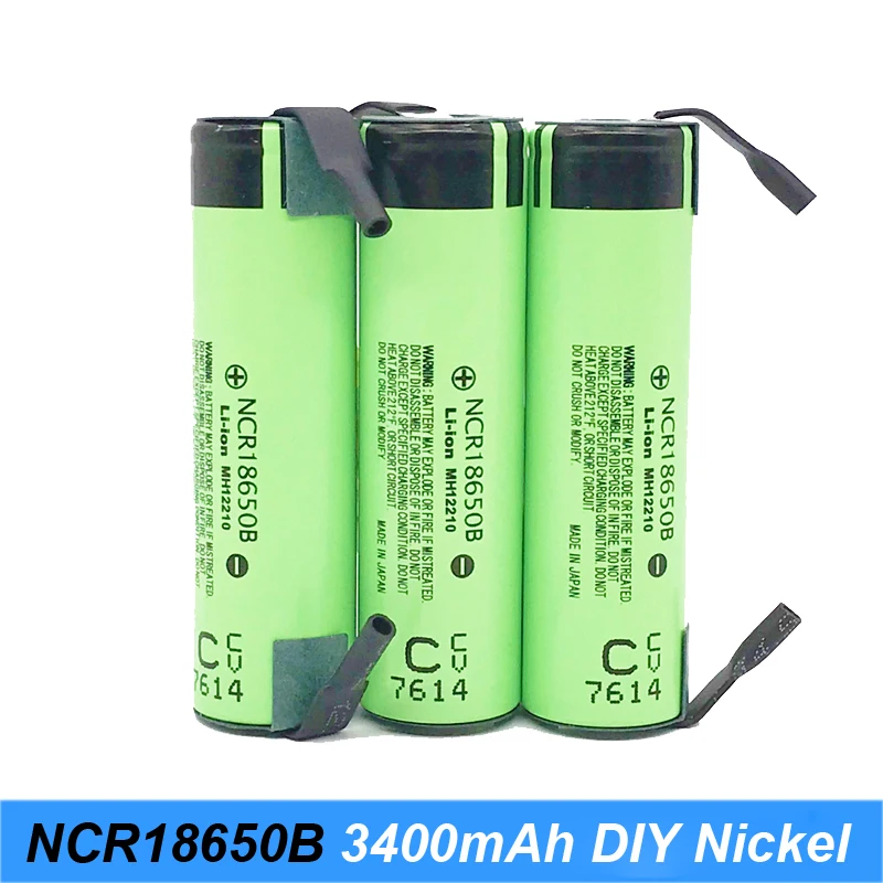 Turmera original 18650 battery 3400mah ncr18650b with strips soldered batteries for screwdrivers electric cigarette and lights 