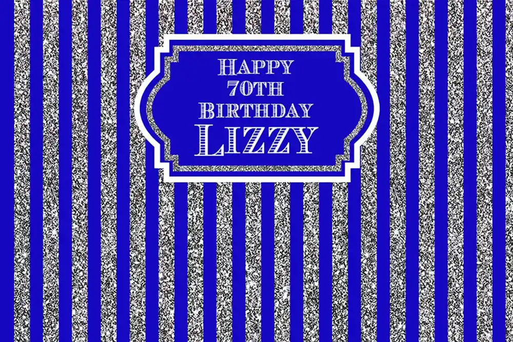 Hb667 Royal Blue And Silver Background Happy 70th Birthday