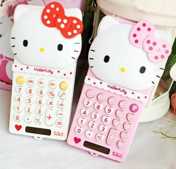 

Cute Lovely Pink Hello Kitty Mini Portable Function Calculator Solar Uniwise 8 Digital Display 2-Line LCD Scientific Calculator