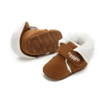 

Lovely Faux Fleece Design Boy Girls Toddler First Walkers Baby Shoes Round Toe Flats Soft Slippers Shoes Winter Baby Warm Shoes
