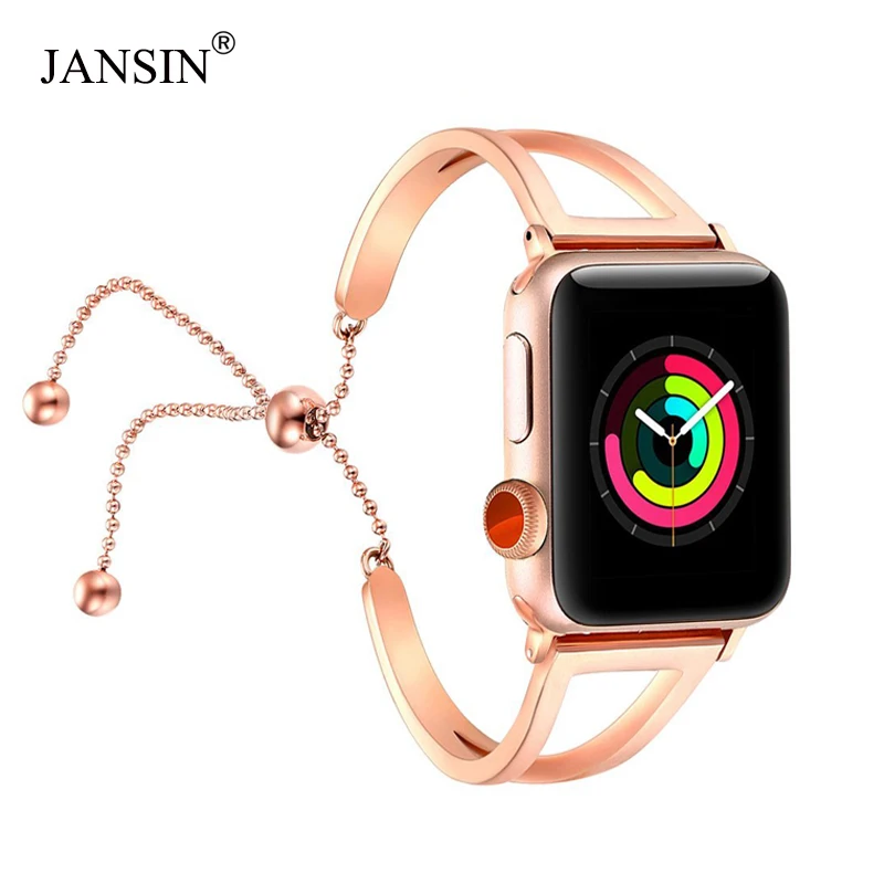 JANSIN Для женщин Модный ремешок для наручных часов для Apple Watch 38 мм, 42 мм, 40 мм 44 Нержавеющая сталь браслет для наручных часов Apple Watch полосы