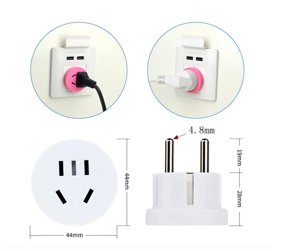 1 шт. штепсельная вилка стандарта США, Австралии, ЕС, США, Австралии, евро, Европа, дорожная настенная штепсельная вилка переменного тока, настенное зарядное устройство, розетка, адаптер, конвертер, 2 розетка для круглых штырей