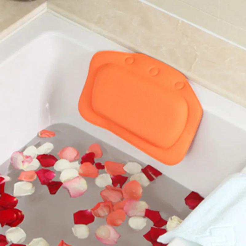 Новинка 4 цвета принадлежности для ванной Водонепроницаемый Ванна Подушка для ванны спа с присосками голова шеи отдых дома и сада подушки - Цвет: Orange