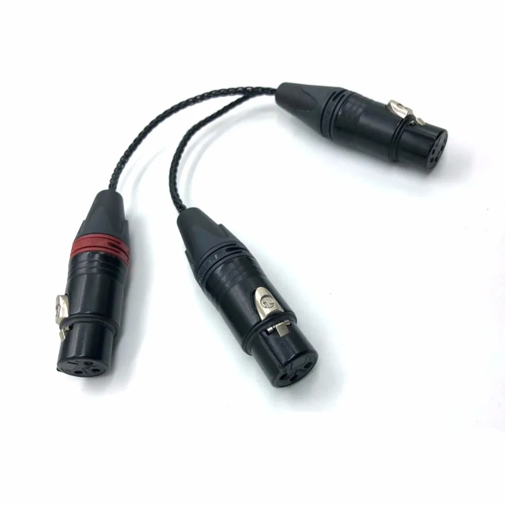 Бесплатная доставка 4pin XLR Female К 2x 3pin Hifi кабель аудио удлинители провод