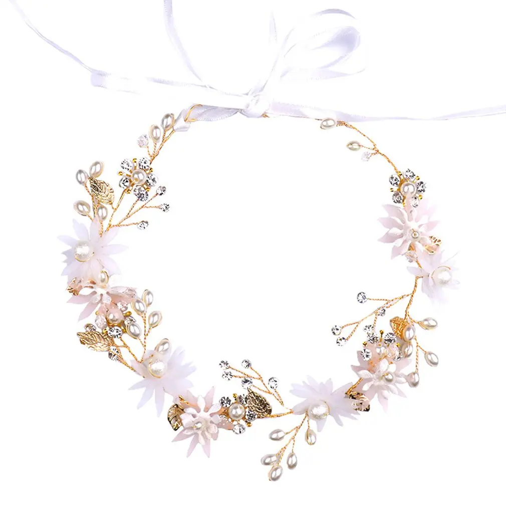 

Fashion Bride Headdress Pink Flower Hair Band For Women Hair Band Headwear Delicate Hair Accessories Tiara Hair Hoop
