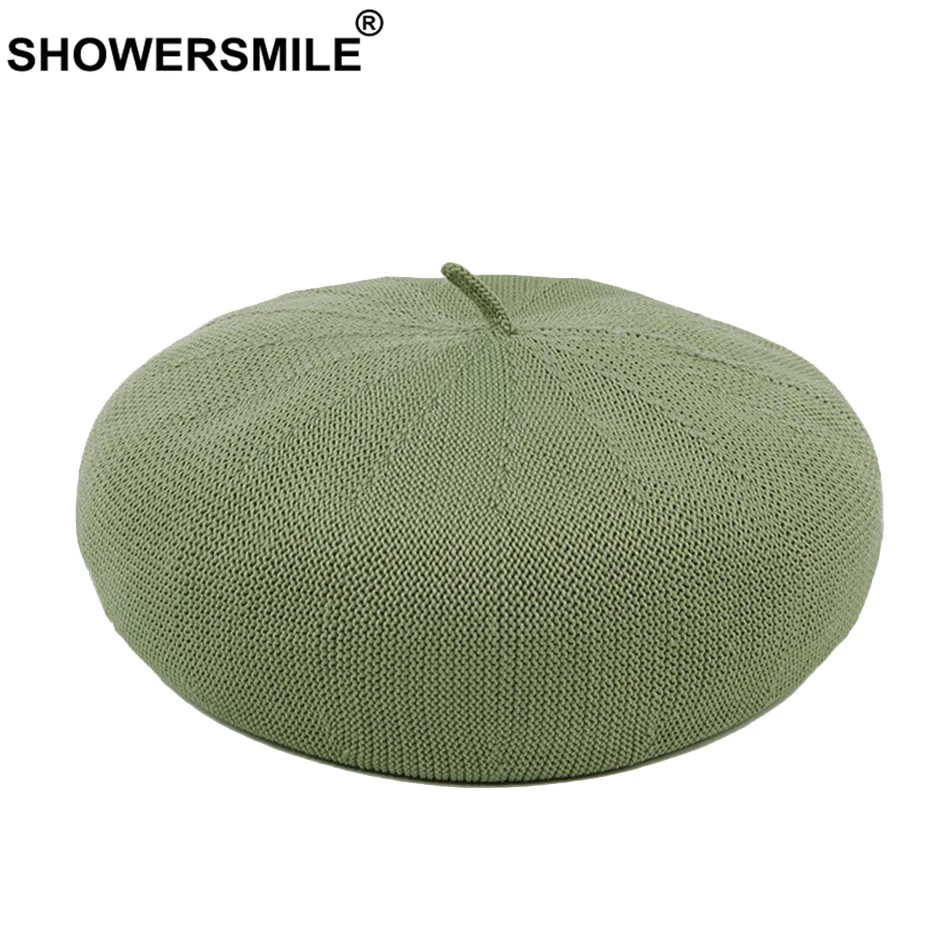 SHOWERSMILE береты шапки для женщин винтажные французские художники шляпа женская бордовая весна лето дышащая полый дамы художника шляпа