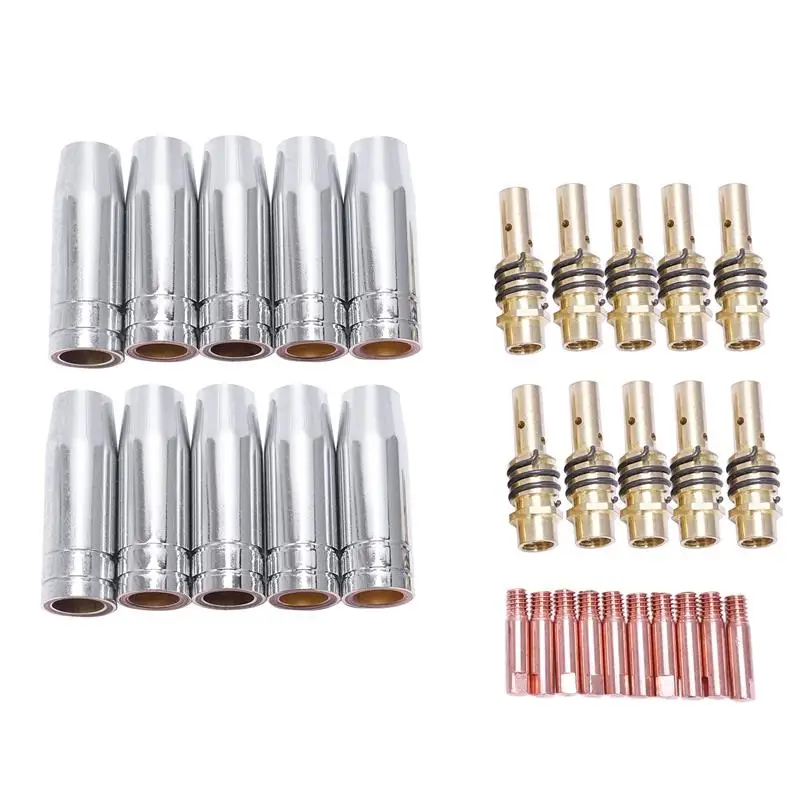 30Pcs 15Ak Binzel Torch/Gun Consumables Electrode And Stainless Steel Protective Cover Link Rod Tips For Mig Welding Machi | Инструменты