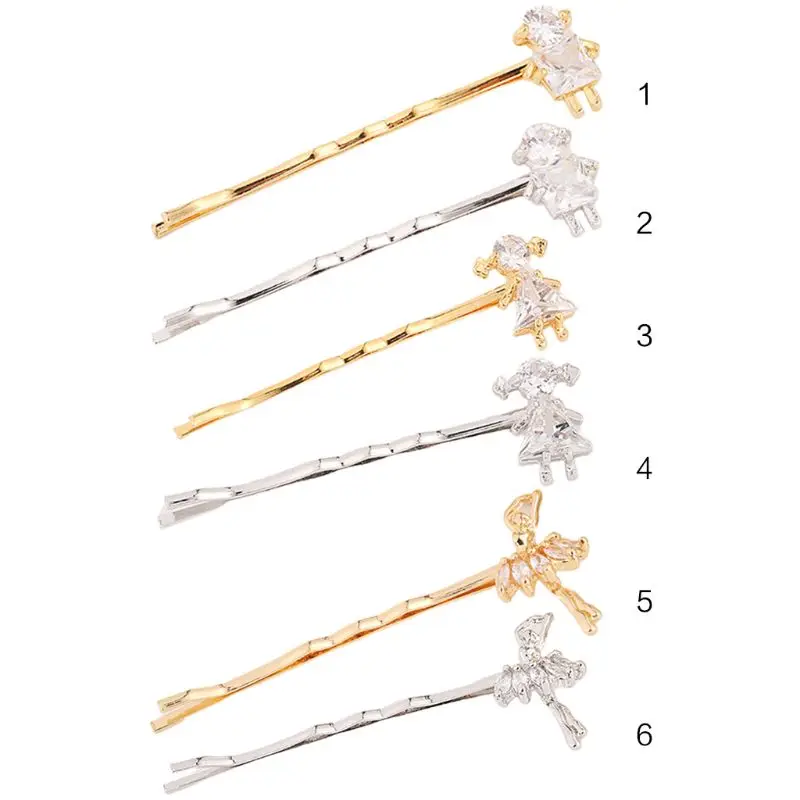 Минималистичные тонкие металлические волнистые шпильки для женщин и девушек, милые Мультяшные балетные фигурки, заколки для волос, блестящие стразы, роскошная заколка