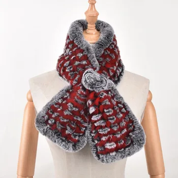 

Natural Rex rabbit fur kintted scarf women Men winter real fur scarf