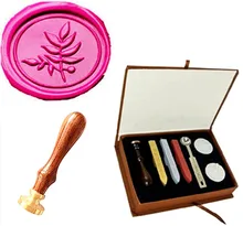 Vintage Fine leaf Custom Picture Logo Wedding Invitation Wax Seal Sealing Stamp Sticks Spoon Gift Box