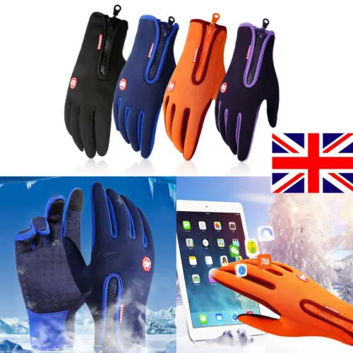 

Women Men Warm Windproof Waterproof Anti-slip Solid Thermal Touch Screen Winter Skiing Driving Gloves Zipper UK