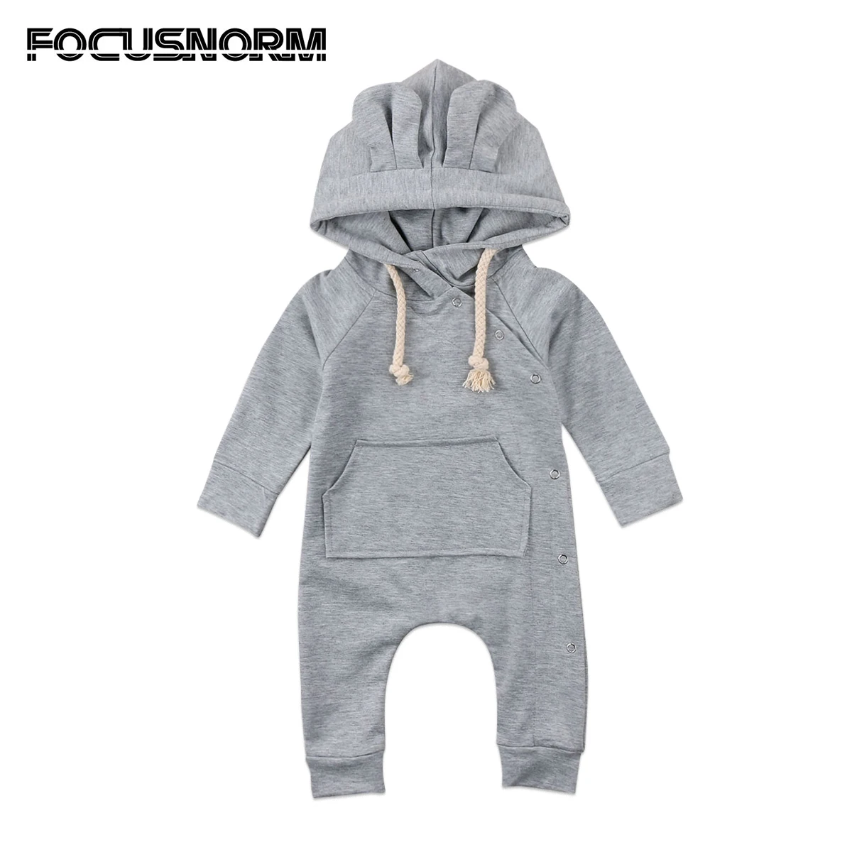 

Baby Boys Infant Hooded Long Sleeves Romper Cotton Solid Autumn Jumpsuit Hooded Clothes Outfits