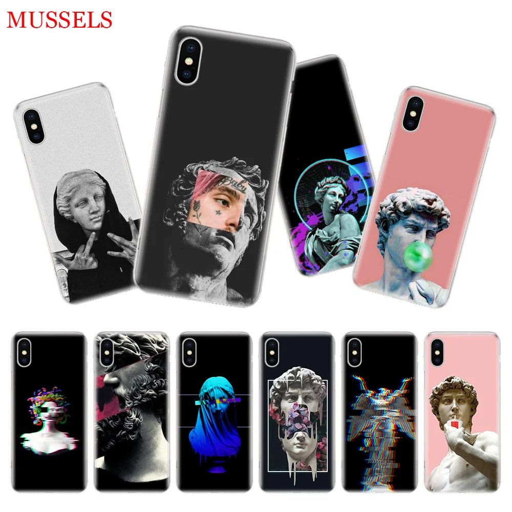 

Art David Statue Phone Case For iPhone 7 8 6 6S Plus X 10 Ten XS MAX XR 5S SE Art TPU Covers Coque Capa Cas Shell