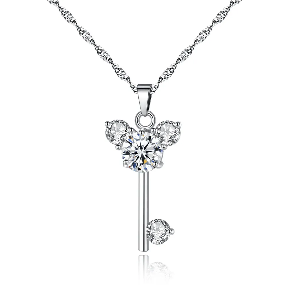 

AAA CZ key pendant necklace Love Keys for girls
