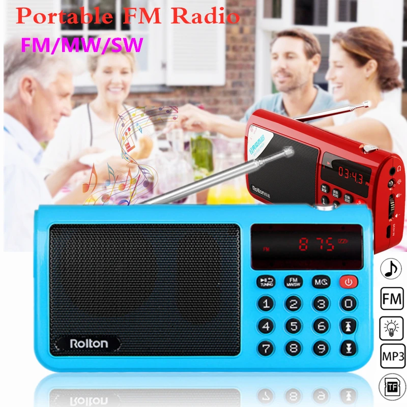 

Rolton T50 Portable FM Radio FM/MW/SW Radio Receiver USB Music Player Mp3 Speaker SD/TF Card Sleep Timer Clock T50S for PC iPod