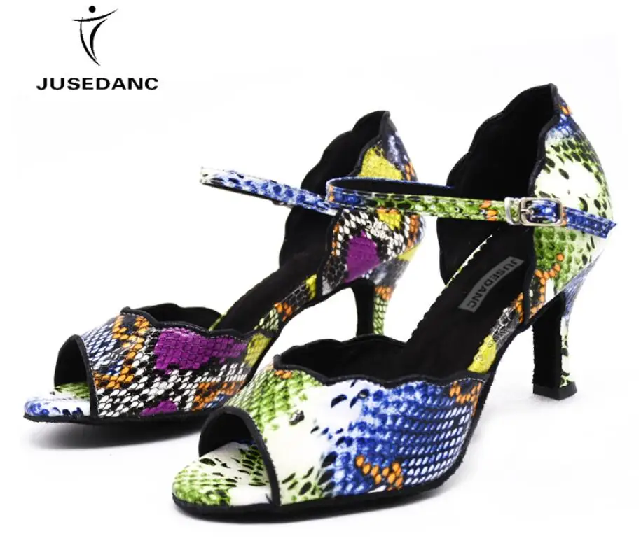 green heel 9cm Sneakers Woman Dance Shoes For Jazz Salsa Latin Dancing Shoes Square Dance Shoes Womens Ballroom Shoes JuseDanc - Цвет: green heel 9cm