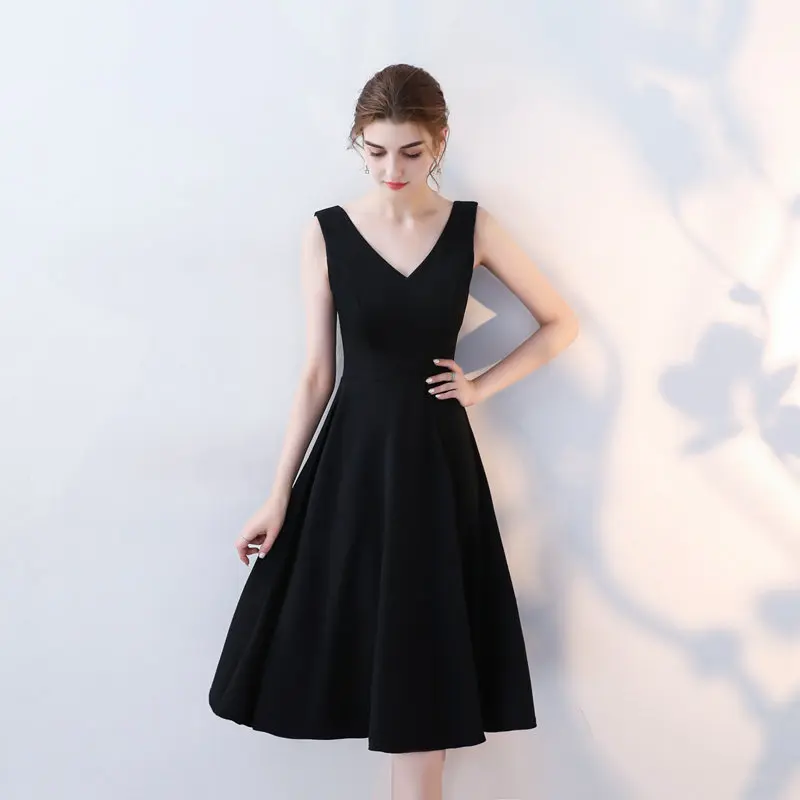 Сексуальные мини женские вечерние платья винтажные 50 s Одри Хепберн черное платье с v-образным вырезом элегантный для выпускного вечера платья повседневные Vestidos xs-xl