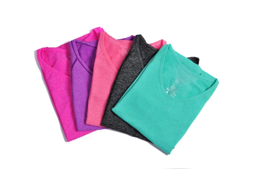 Женская спортивная футболка с коротким рукавом быстросохнущая Футболка Йога фитнес бег спортивные футболки Топы S/M/L шорты для бега 5 цветов