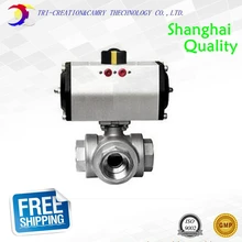 " DN25 пневматический женский шариковый клапан, 3 Way 304 резьбовое/резьбой из нержавеющей стали, шарик valve_double действия GT T Port шаровой клапан