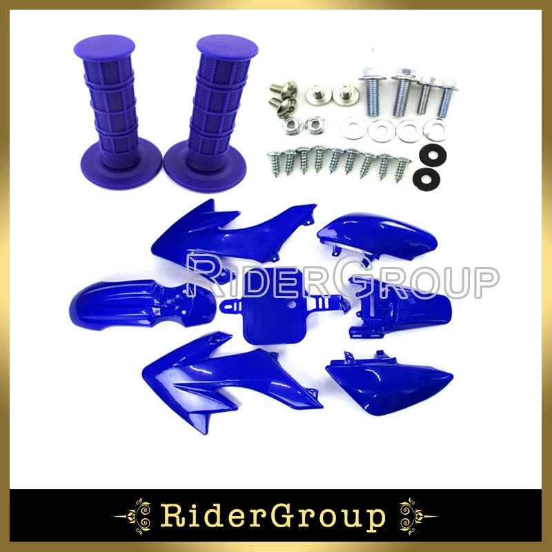 Blue Plastic Fairing Body Fender Kits Mounting Screws Throttle Handle Grips For Honda XR50 CRF50 Pit Dirt Trail Motor Bike