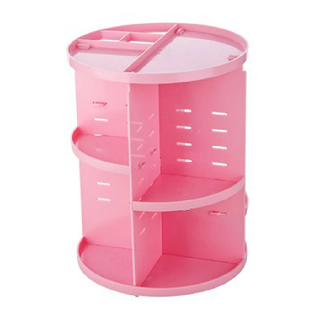 Transparent Cosmetic Display Box DIY 360 Degre Rotatable Acrylic Cosmetic Storage Box Atmospheric Beauty Organizer - Color: Pink