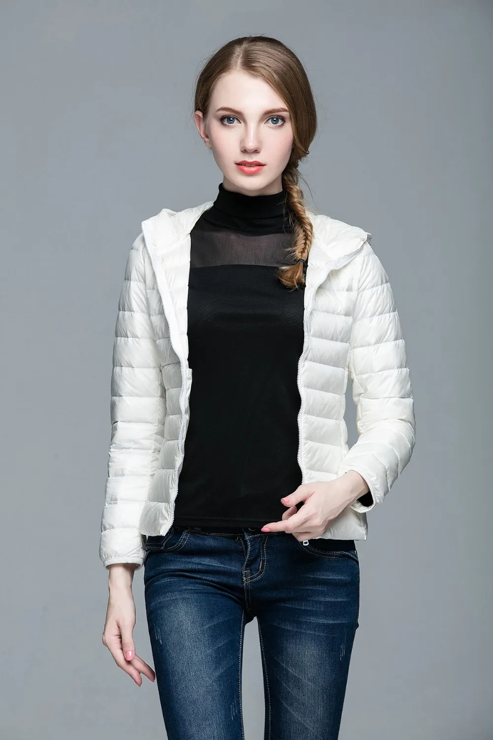 Складываемая женская зимняя куртка с длинным рукавом, однотонное женское теплое пуховое пальто, Новое Женское зимнее пальто с капюшоном Casaco Feminino