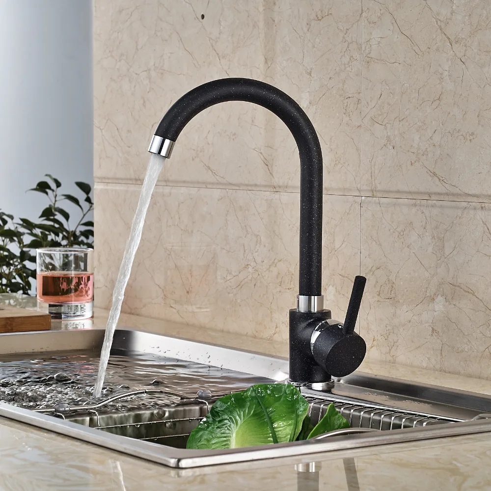 Wholesale And Retail Solid Brass Kitchen Faucet Black Body Single Handle Hole Vessel Vanity Sink Mixer