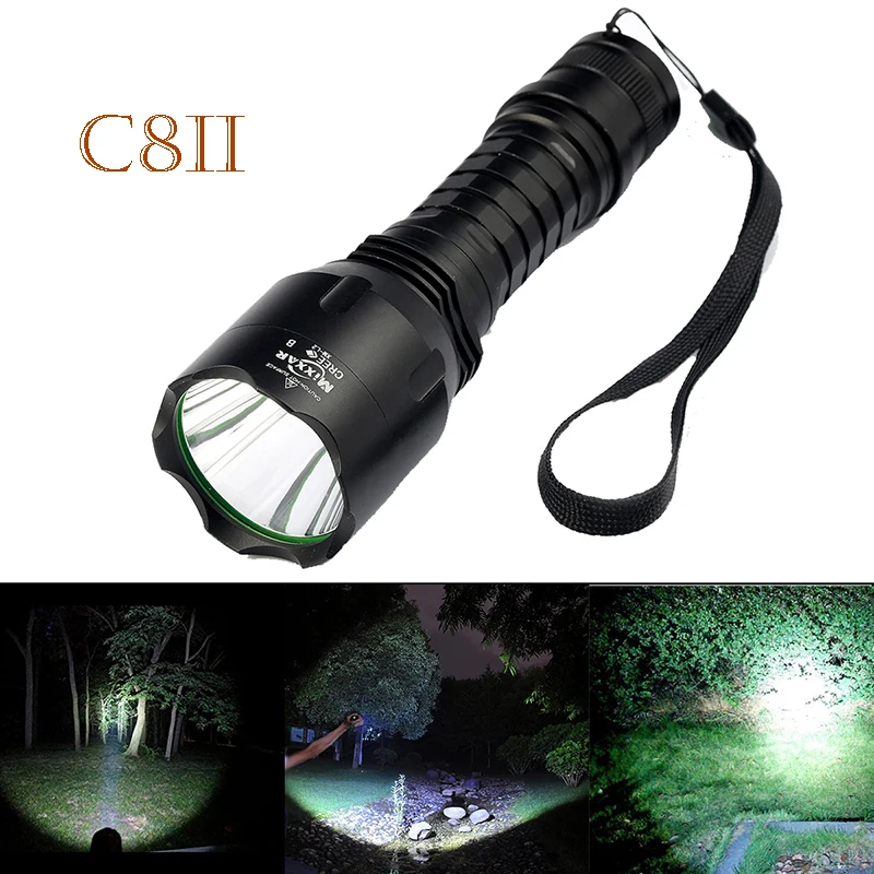 

ZK20 Mixxar 9000LM C8 XM-L2 LED Flashlight Cold Natural White Torch Lantern Self Defense Bicycle Light Lamp for Camping