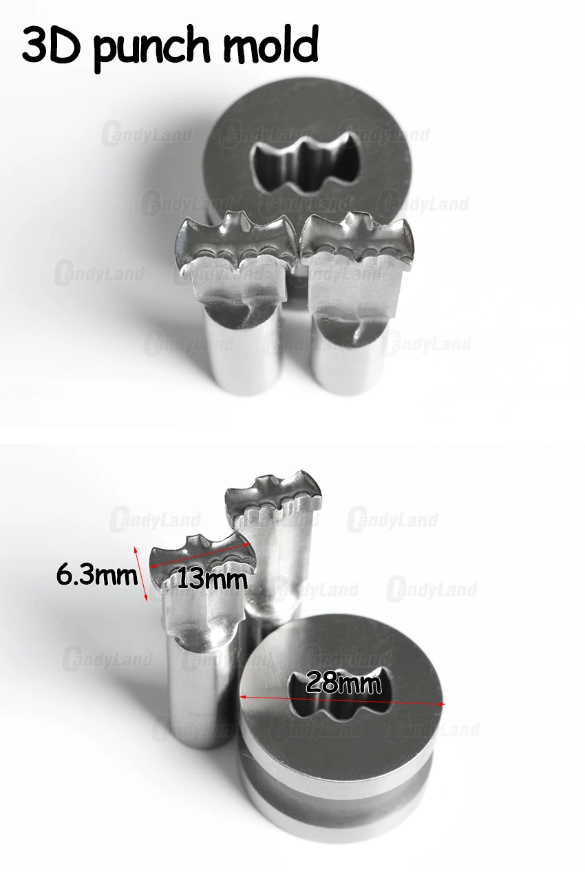 CandyLand летучая мышь молоко таблетки штампы 3D удар пресс-форма конфеты пробивая штампы Пользовательский логотип кальция таблетки пробивая штампы для TDP1.5 машины