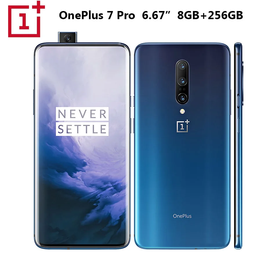 Мобильный телефон OnePlus 7 Pro 8 Гб 256 ГБ Восьмиядерный процессор Snapdragon855 6,67 дюймов 3120x1440p 19,5: 9 полноэкранный 4000 мАч 48 Мп+ 16 МП камера NFC