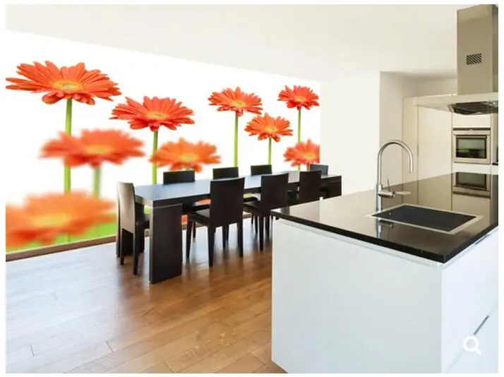 Custom Natuur behang. Sommige oranje bloemen, 3D foto ... Custom Natuur behang. Sommige oranje bloemen, 3D foto ...