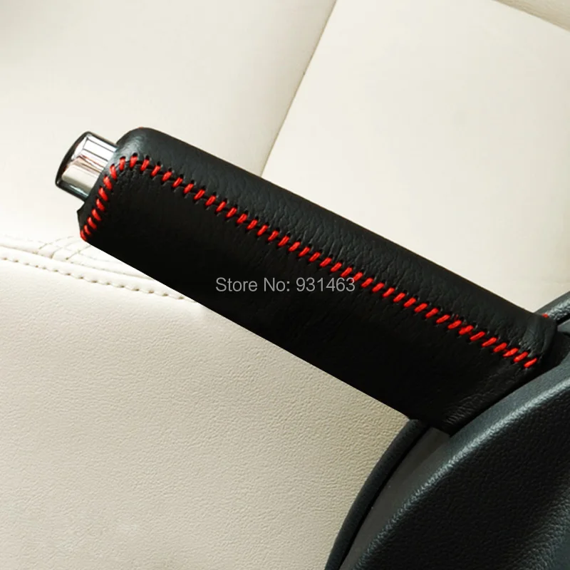 

universally Black Red Car Auto Gear Shift HandBrake Hand Brake Cover Grid Leatherwear Cover