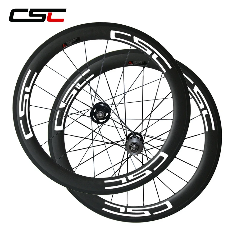 Excellent 700C full carbon fixed gear bicycle wheelset 60mm 23mm Clincher carbon Track bike wheels with pillar 1420 or sapim spokes 3