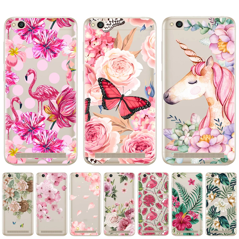 

Butterfly Unicorn Flowers Case For Xiaomi Redmi 4X 4A 5A 4 5 Plus 6 6A Note 4 5 4X Pro Prime Mi A1 Mi 5X A2 6X Soft TPU Cover