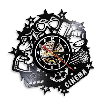 

Modern Movie Decorations Cinema Vinyl Record Wall Clock Cinema Theater Wall Decor Clock Watch Movie Lover Gift Vintage Ornament