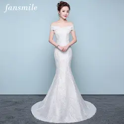 Fansmile Новое симипл Mariage Винтаж кружево платья Русалка свадебное платье плюс размеры 2019 Индивидуальные Свадебные платья FSM-452M